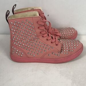 Dr. Martens Pink High-Top Sneakers with Silver Accents